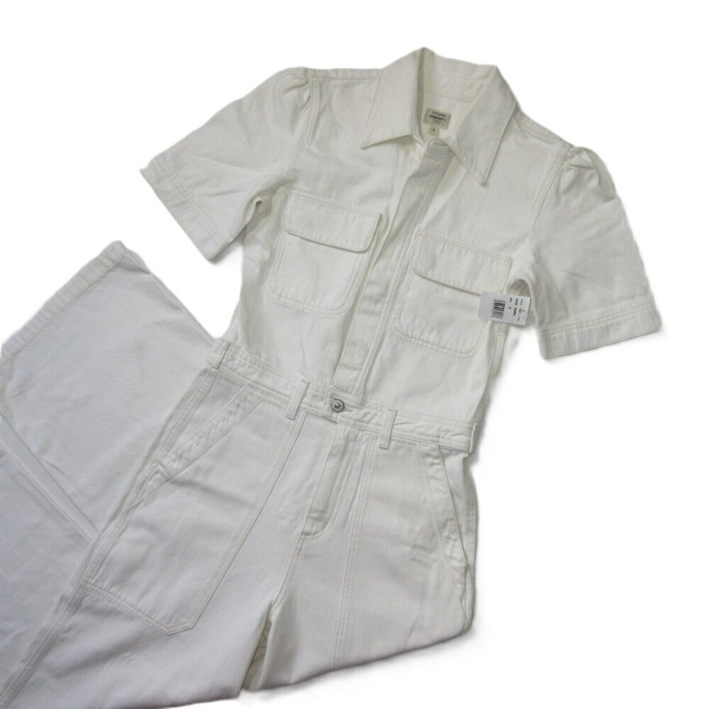 NWT Citizens of Humanity Miki in White Willow Denim Jean Wide Leg Jumpsuit 4 - Picture 6 of 11